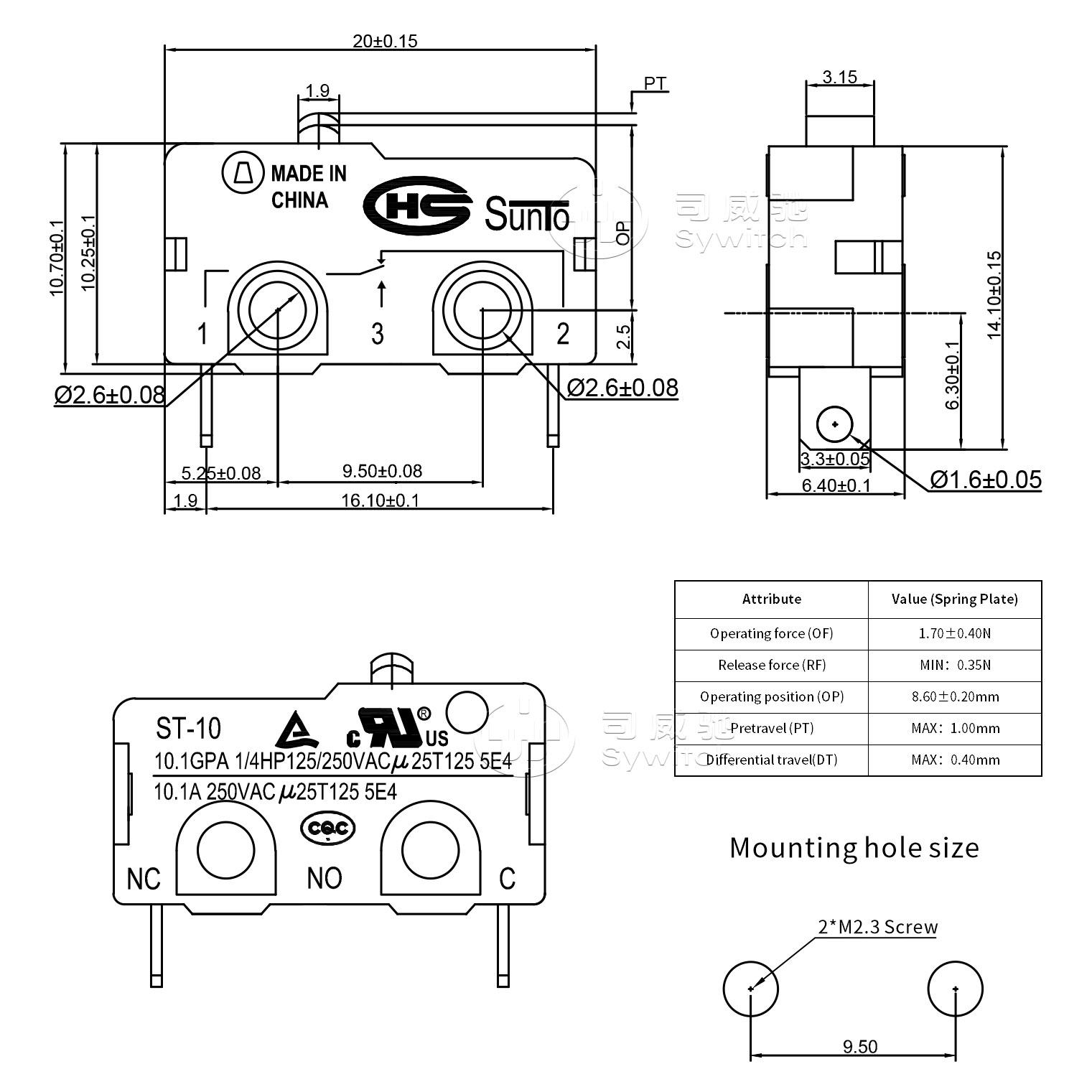 Small Universal 10.1GPA SPST-NC Micro Switch (3)